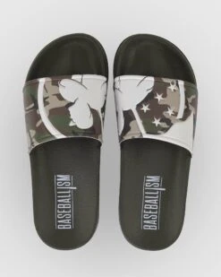 Star Spangled Flag Man Slides - Camo/White-6610763808838