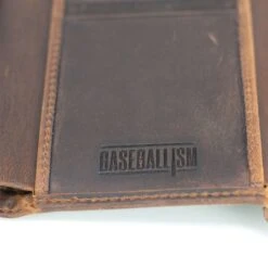 Flag Man Badge Trifold Glove Leather Wallet - Oak-3934130372678 -Baseballism Flag Man Badge Trifold 5