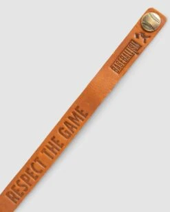 Respect The Game Single Loop Bracelet - Light Brown-7284872085574 -Baseballism RespecttheGameSingleLoopBracelet LightBrown 003