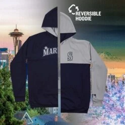 Double Play Reversible Hoodie - Seattle Mariners-7129467453510 -Baseballism baseballism MLB doubleplay hoodie mens Mariners 006