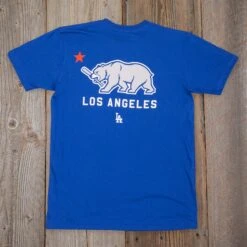 Bear Flag - Los Angeles Dodgers-6966394421318 -Baseballism baseballism cali bear mens tee Dodgers 004