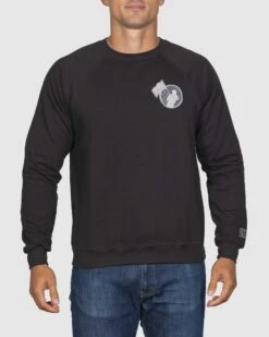 Flag Man Badge Crew Neck (Black)-6867146539078