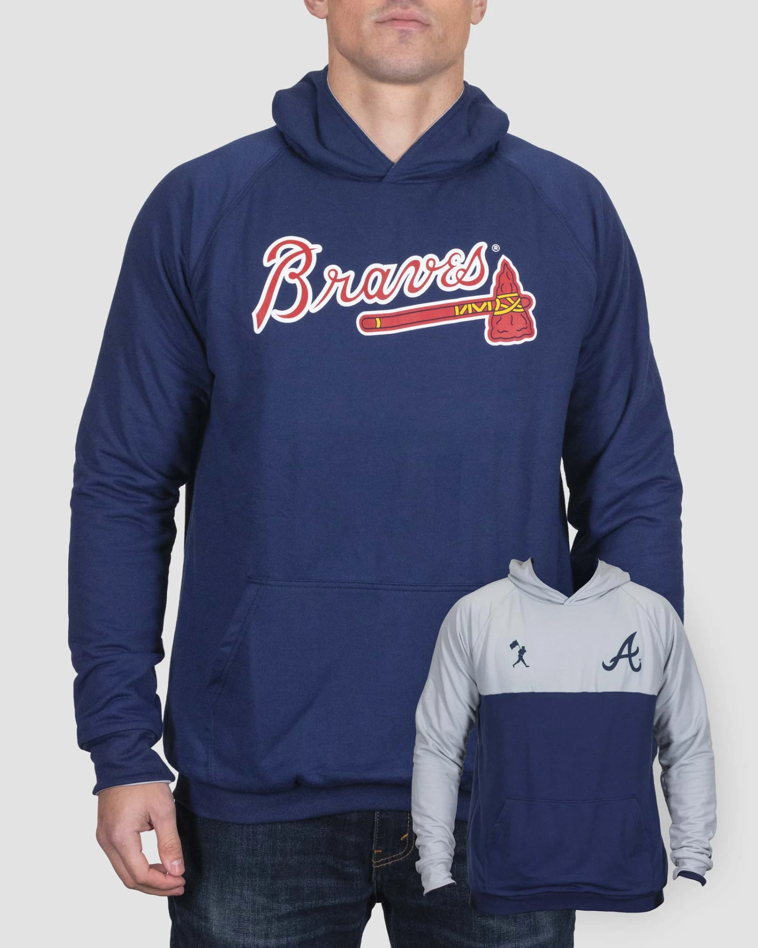 Double Play Reversible Hoodie - Atlanta Braves-7059141328966 1 Double Play Reversible Hoodie - Atlanta Braves-7059141328966